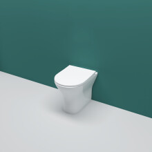 AICA Bathroom Back to Wall Toilet Modern Pan Soft Close Seat Space Saving White