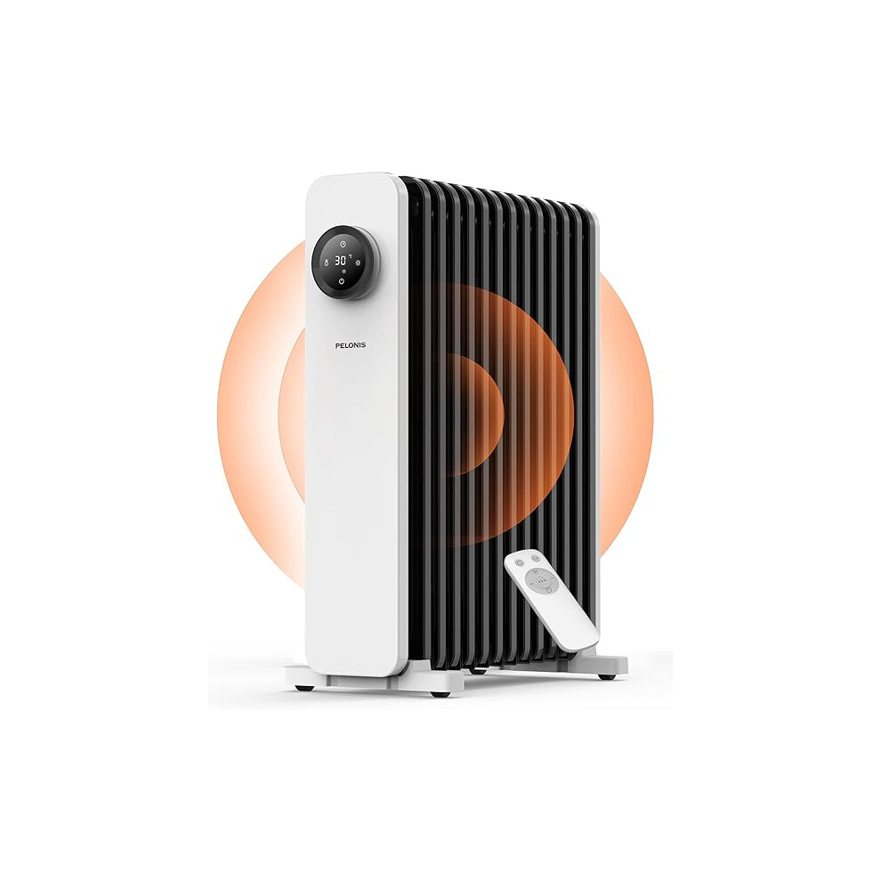 Oil Filled Radiator with 3 Heat Settings, Oil Radiator Heater with Adjustable Thermostat, Electric Heater with 24 Hour Timer for Home 2500W