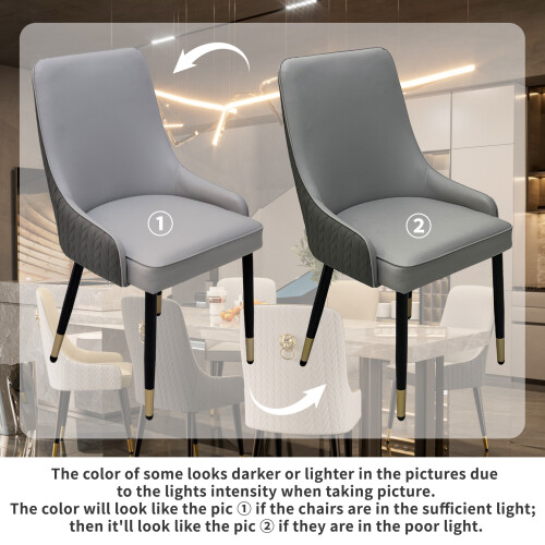 Set of 2 Modern Leather Upholstered Accent High Back Dining Chair Grey 1
