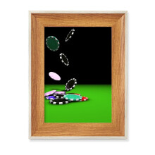 Chips Scattered Gambling Photo Desktop Wooden Photo Frame Display Picture Art Painting Multiple Sets