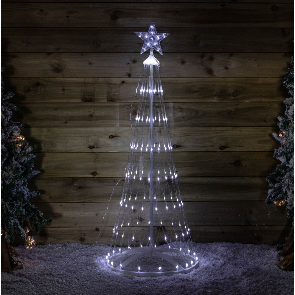 Snow Time White Light Up Christmas Cone Tree With 160 Leds And Timer Function 1.35M
