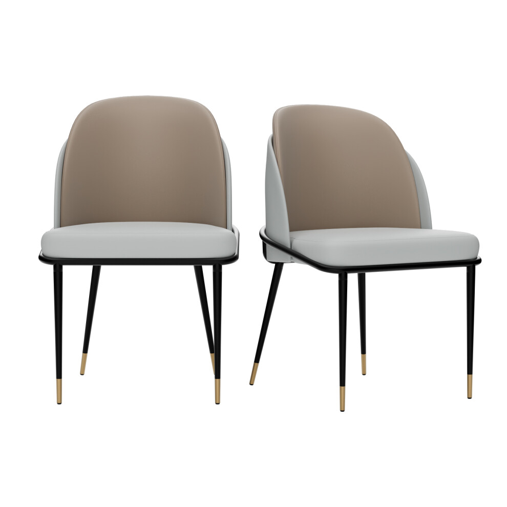 (Beige +Light Gray) Set of 2 Luxury Double Colors Kitchen Dining Chair