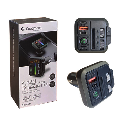 Goodmans Wireless Bluetooth To FM Transmitter With Twin USB Charger