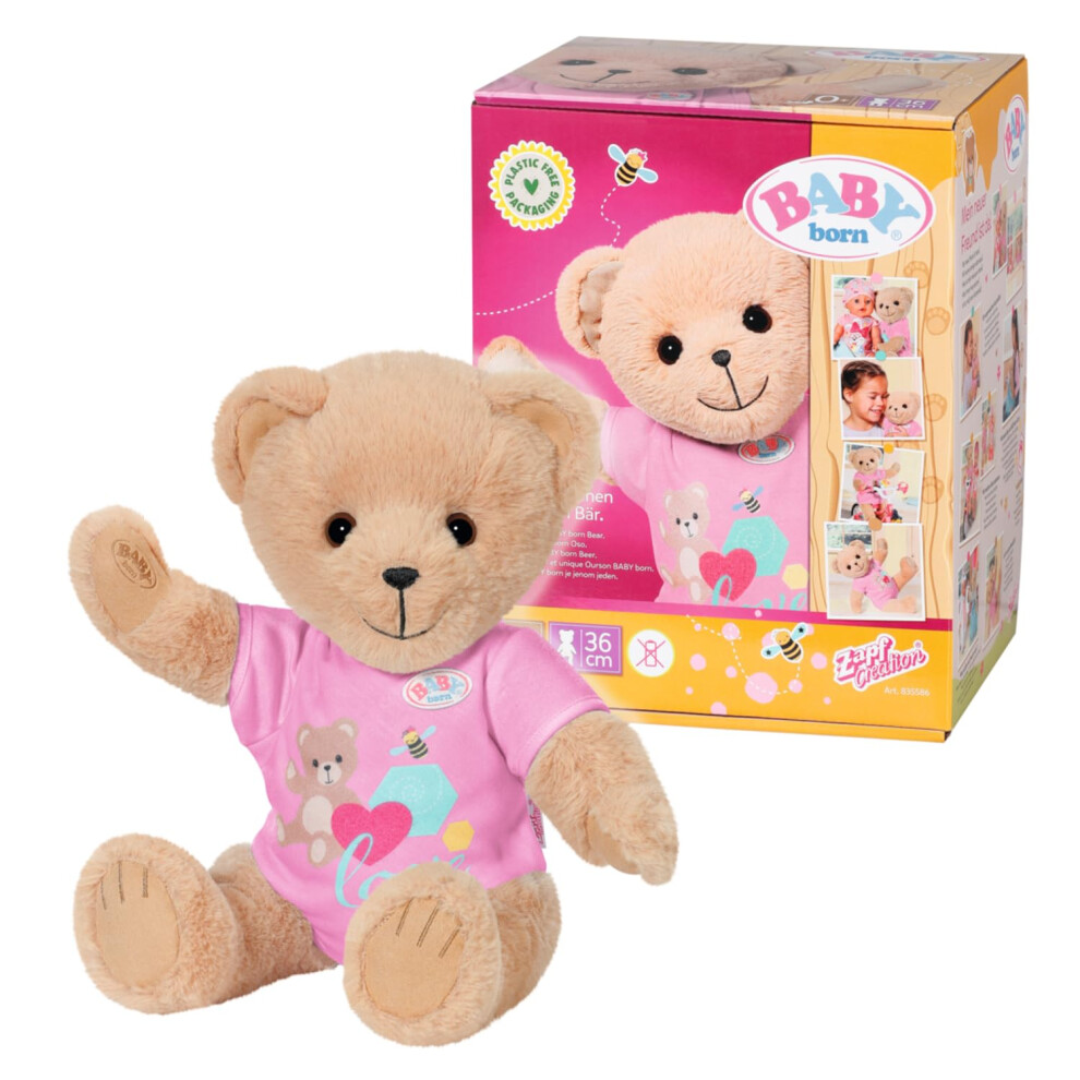 Bear Pink 835586 - 36cm Little Bear with Soft Stuffed Body - Includes Pink Outfit and Accessories - Designed to Fit 43cm BABY born Clothing - Suitable