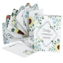 Baby Moments Cards & Milestone Baby Keepsake Gift Box, 50 x Unisex Photo Memory Age Album Set, for Pregnancy, Parents & Baby Shower - Cozy Hedgehog
