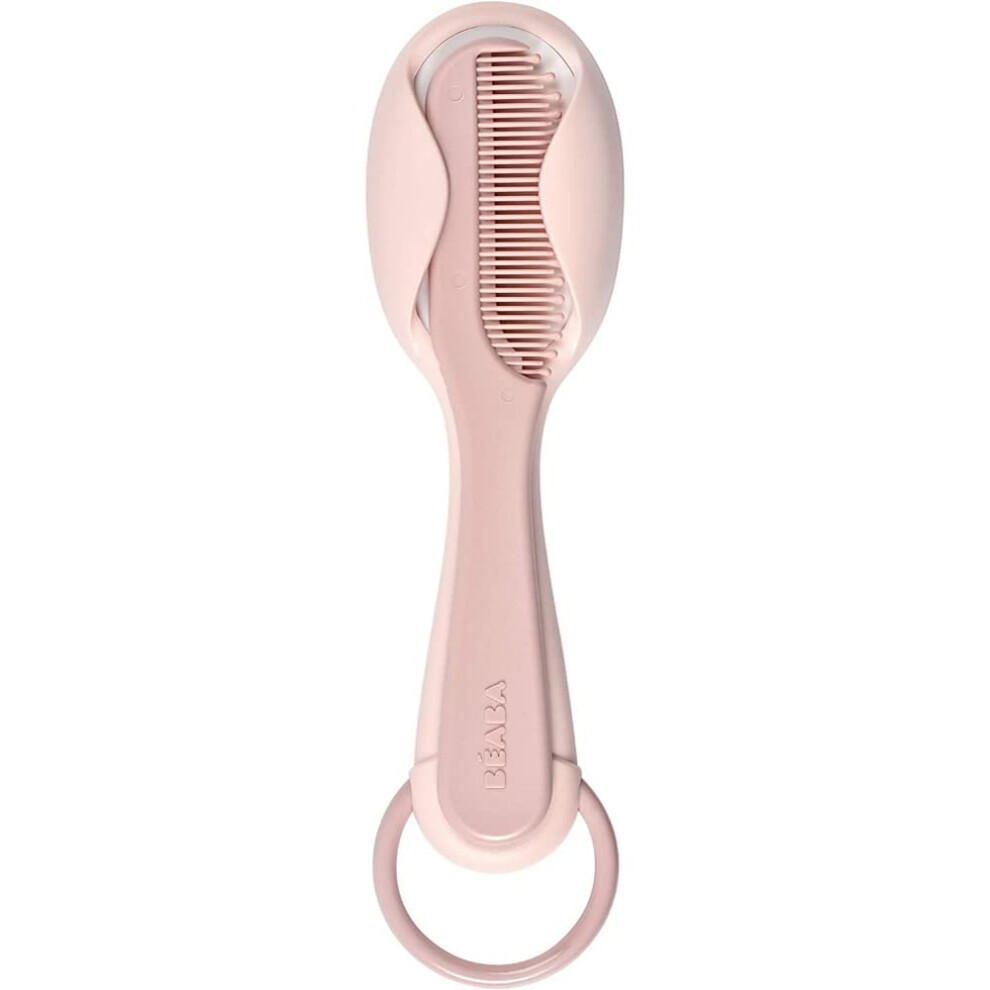 Comb + Hairbrush Set For Babies And Children - Integrated Comb Storage System On The Back Of The Brush - Pink Beaba