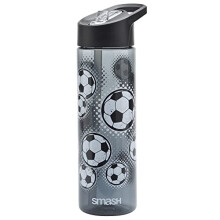 Sipper Water Bottle with Straw 700ml - Football, Black