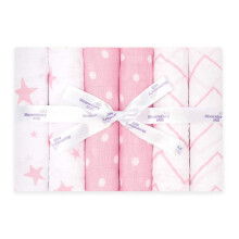 - Muslin Cloths for Baby - Soft 100% Organic Cotton Muslin Squares - Baby Muslins Pack of 6 - Large Burp Cloths - Baby Essentials For Newborn - Pink &