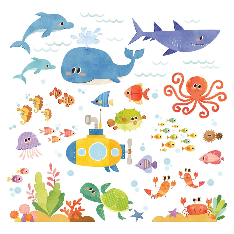 Decowall Ds-8009 Sea Adventure Kids Wall Stickers Wall Decals Peel And Stick Removable Wall Stickers For Kids Nursery Bedroom Living Room (Small)