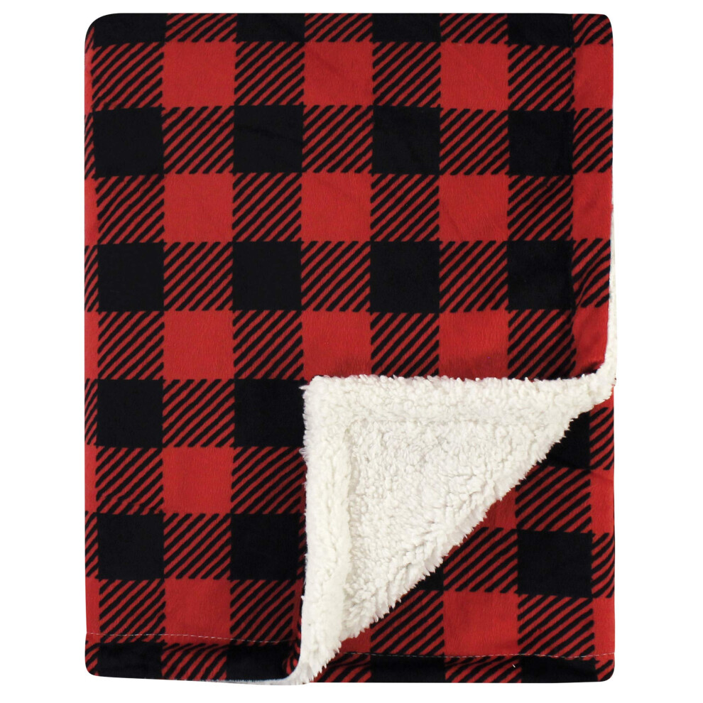 Hudson Baby Unisex Baby Plush Mink and Sherpa Blanket Buffalo Plaid One Size
