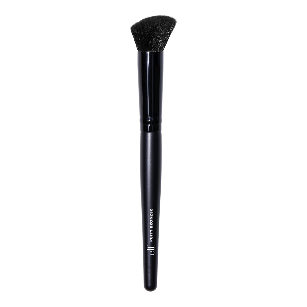 E.l.f. Black Putty Bronzer Brush, Angled Makeup Brush For Contour & Highlight, Made For The Putty Bronzer, Flawless Sanitary Application,