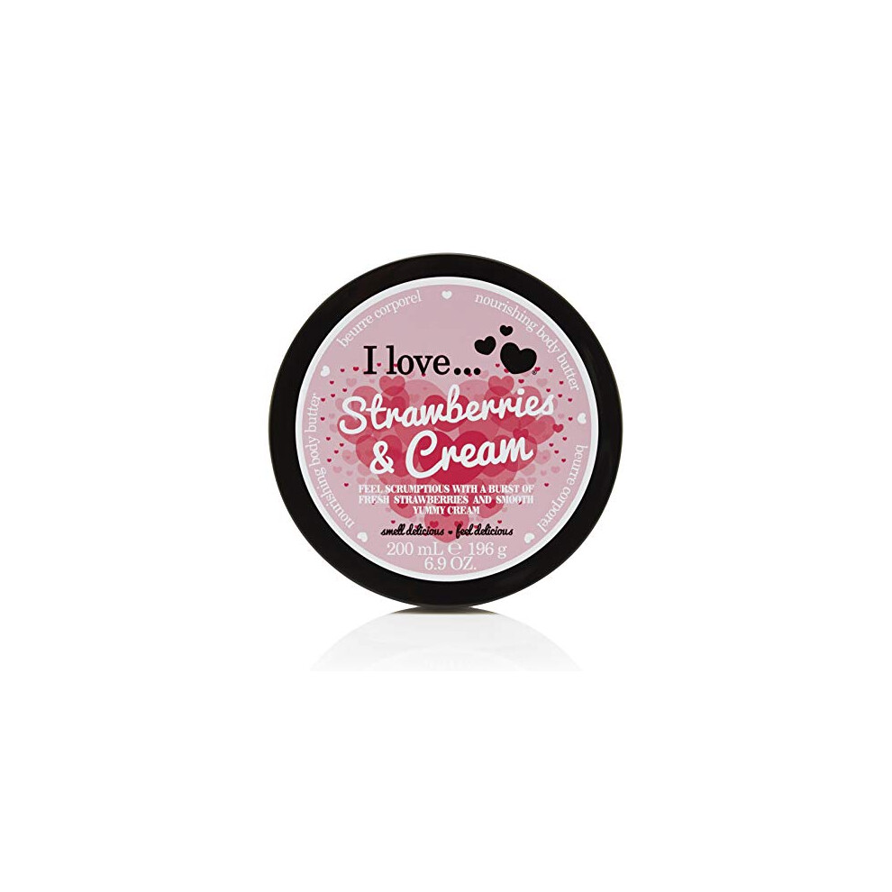 Strawberries & Cream Body Butter, Made With 87% Naturally Derived Ingredients Including Shea Butter & Coconut Oil For Soft & Hydrated Skin, Contains