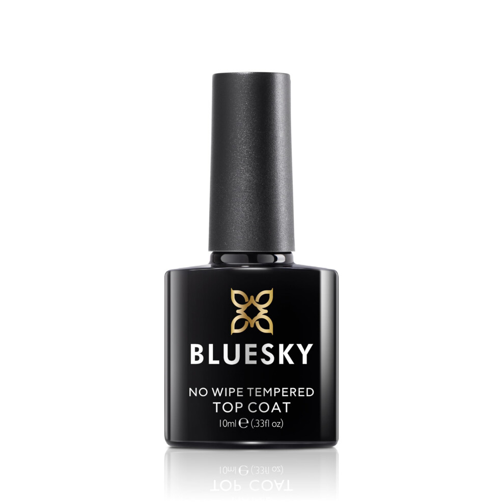 No Wipe Tempered Top Coat 10ml, Extra Strong, Hardest Wearing, Clear Gel Nail Polish Top Coat for 21 Day Manicure, Requires Curing Under LED UV Nail