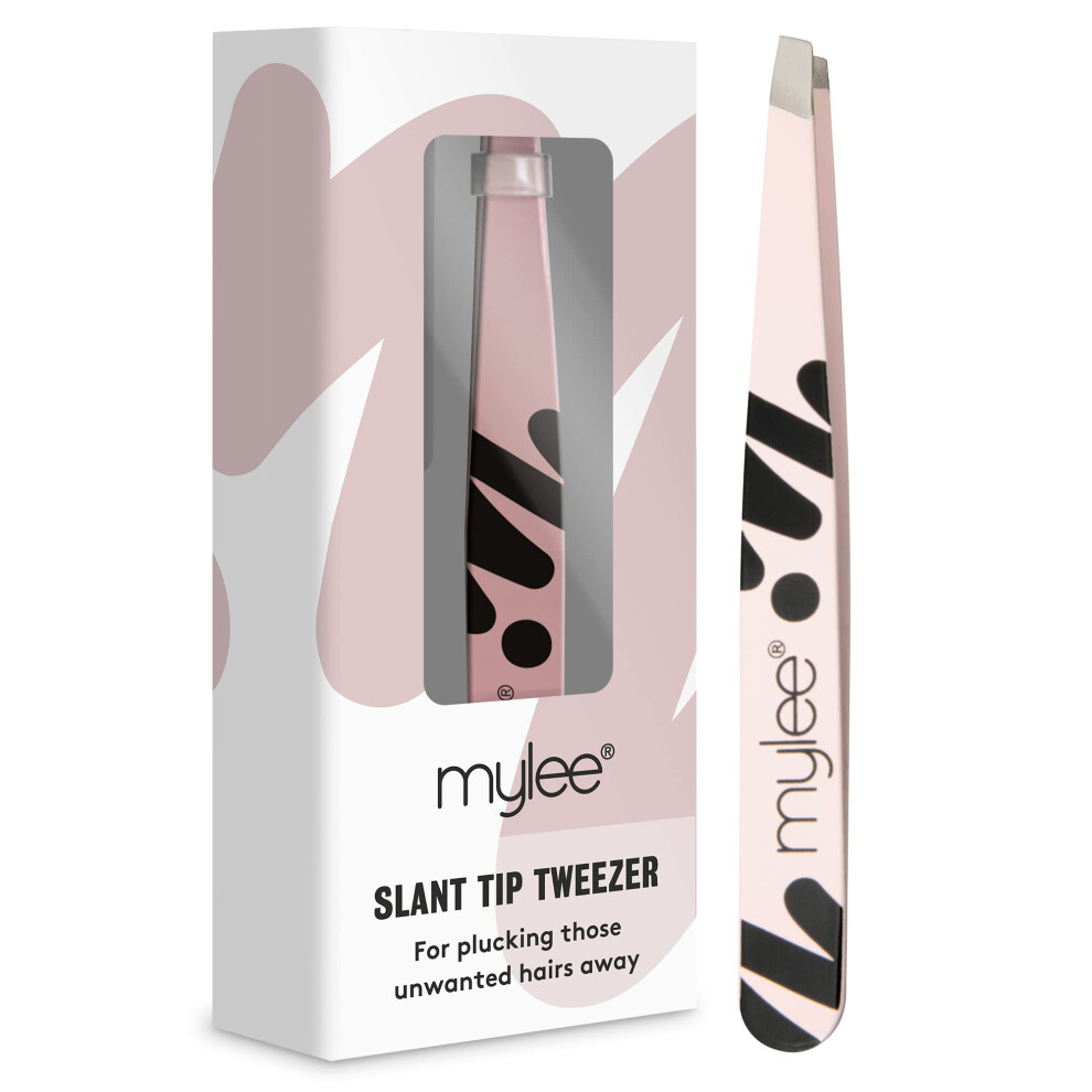 Professional Slant Tip Tweezer for Facial Hair Removal and Eyebrow Shaping, Precision Stainless Steel Tweezer for Removing Splinters & Ingrown Hair,