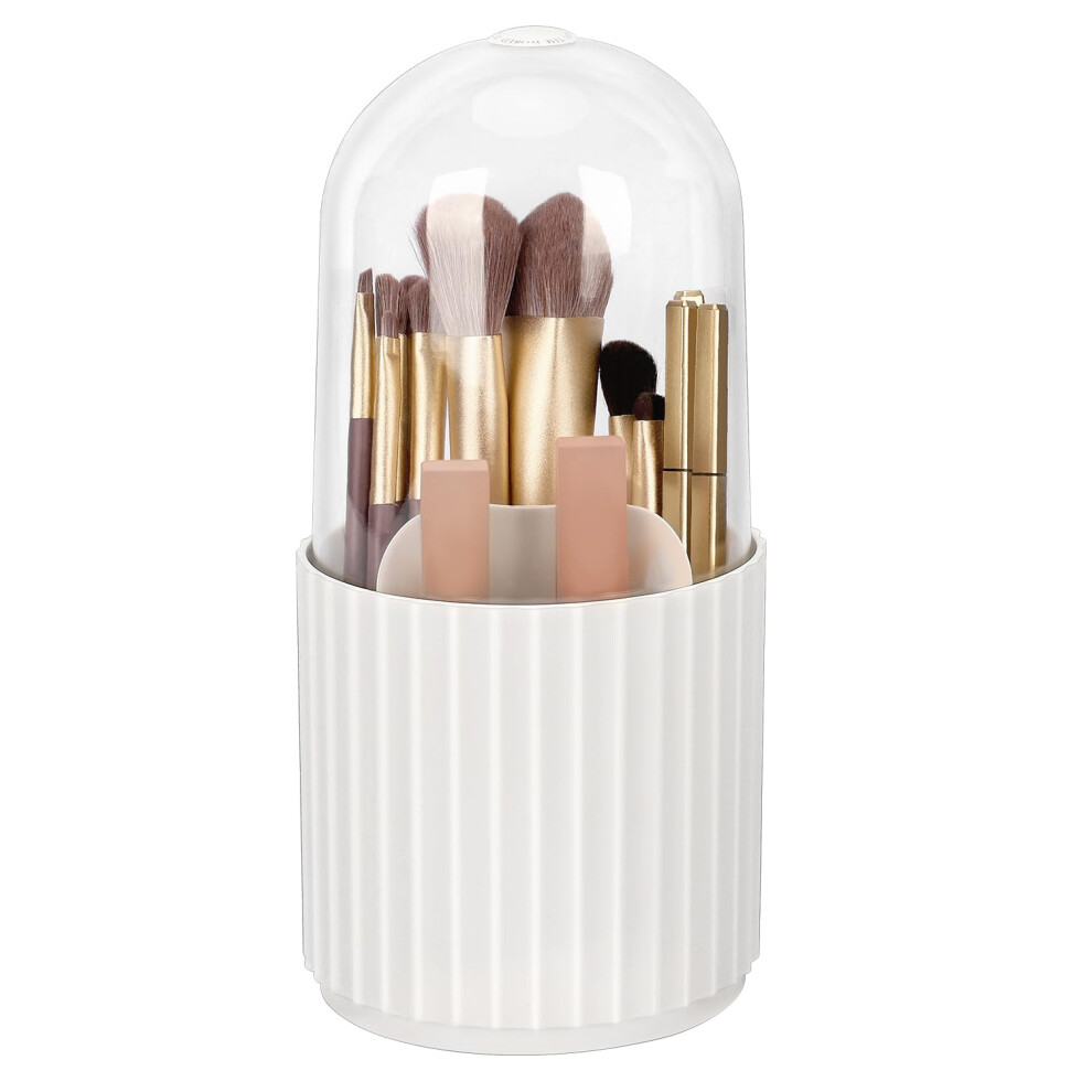 Photos - Cosmetic Bag Makeup Brush Holder Organizer with Lid, 360 Degree Rotatable Makeup Brush Organizer Spinning Cosmetics Holders Brush Storage