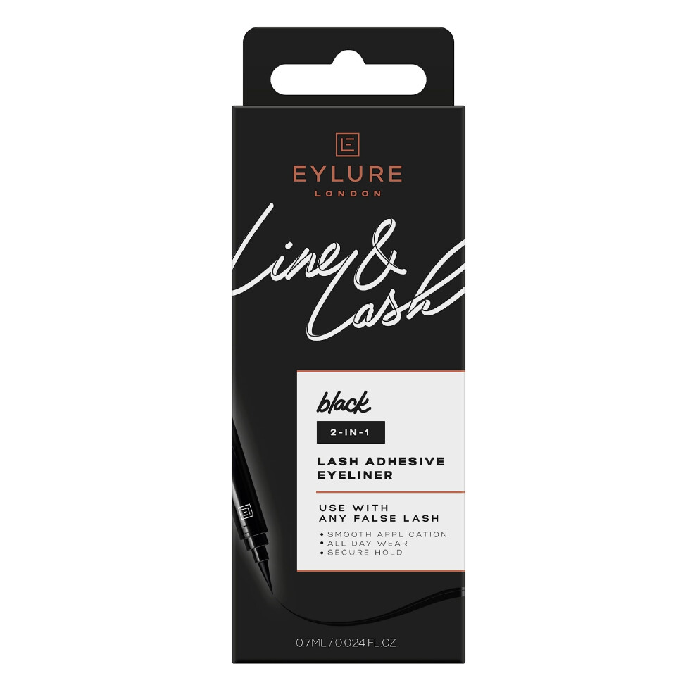 Line & Lash Black Lash Glue & Liner Pen, 0.7 ml (Pack of 1)