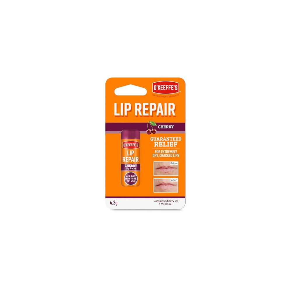 O'keeffe's Lip Repair Cherry, 4.2G Â For Extremely Dry, Cracked Lips | With Cherry & Vitamin E Oil, Provides All Day Hydration - Image 6