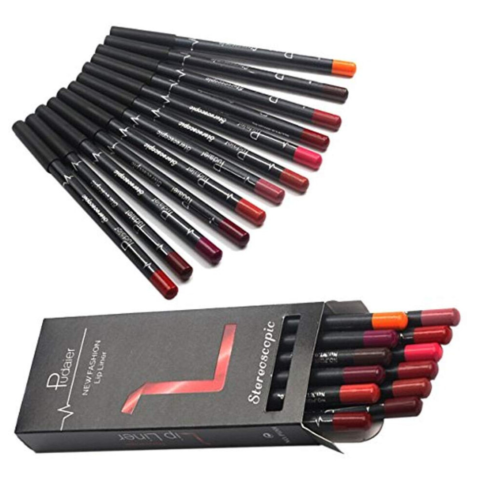 Teerova 12 Colors Lip Liner Pencil Matte Mist Waterproof Long Lasting Lipstick Lip Liner Set