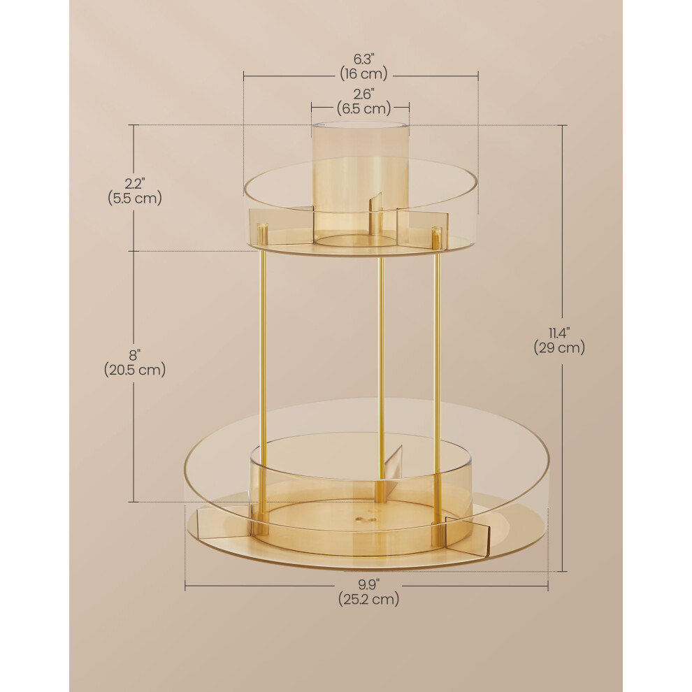 makeup-organiser-rotating--extra-top-tray-included--2-tier-round-skincare-organiser--customisable--large-capacity--versatile-for-vanity-bedroom