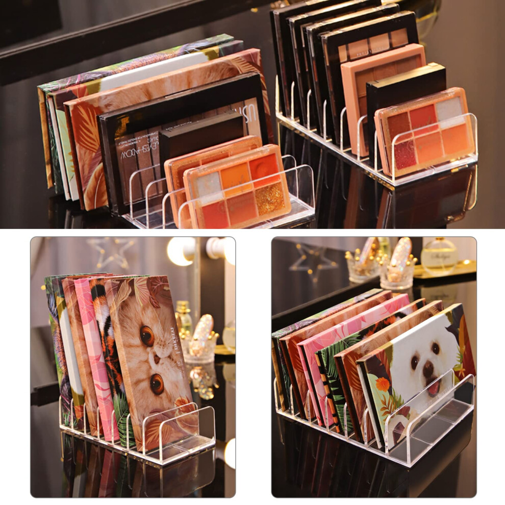 2-piece-eyeshadow-palette-storage-rack-with-1-cartoon-sticker--transparent-desktop-display-rack--7-compartment-cosmetic-storage-rack--suitable-for