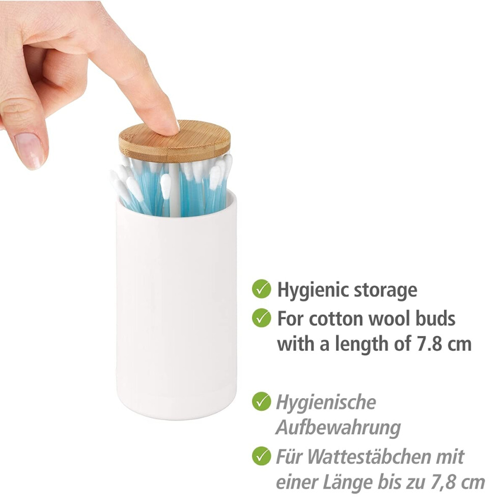 laresa-cotton-bud-holder-storage-for-cotton-buds-up-to-7-8-cm-long-with-sustainable-bamboo-lid-cosmetic-pad-dispenser-made-of-plastic