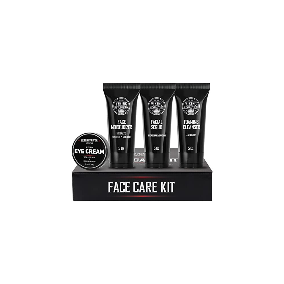 Viking Revolution Cream - Mens Skincare Kit - Includes (148Ml Each) Mens Face Moisturiser, Mens Face Wash, Mens Face Scrub And Mens Eye (30Ml) - Mens Skincare Gift Set