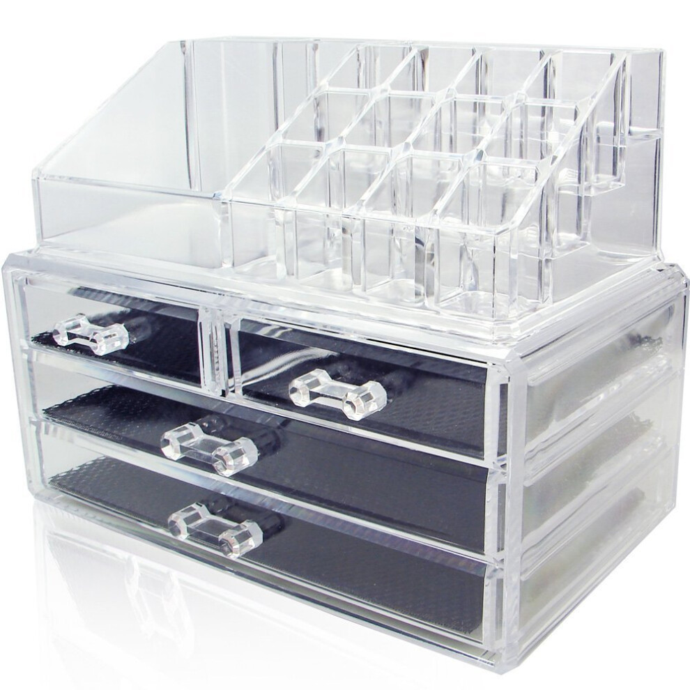 new-clear-acrylic-cosmetic-organiser-display-table-storage-stand-for-make-up--4-drawer-nail-polish--varnish--arts-and-crafts--brush-sets--and