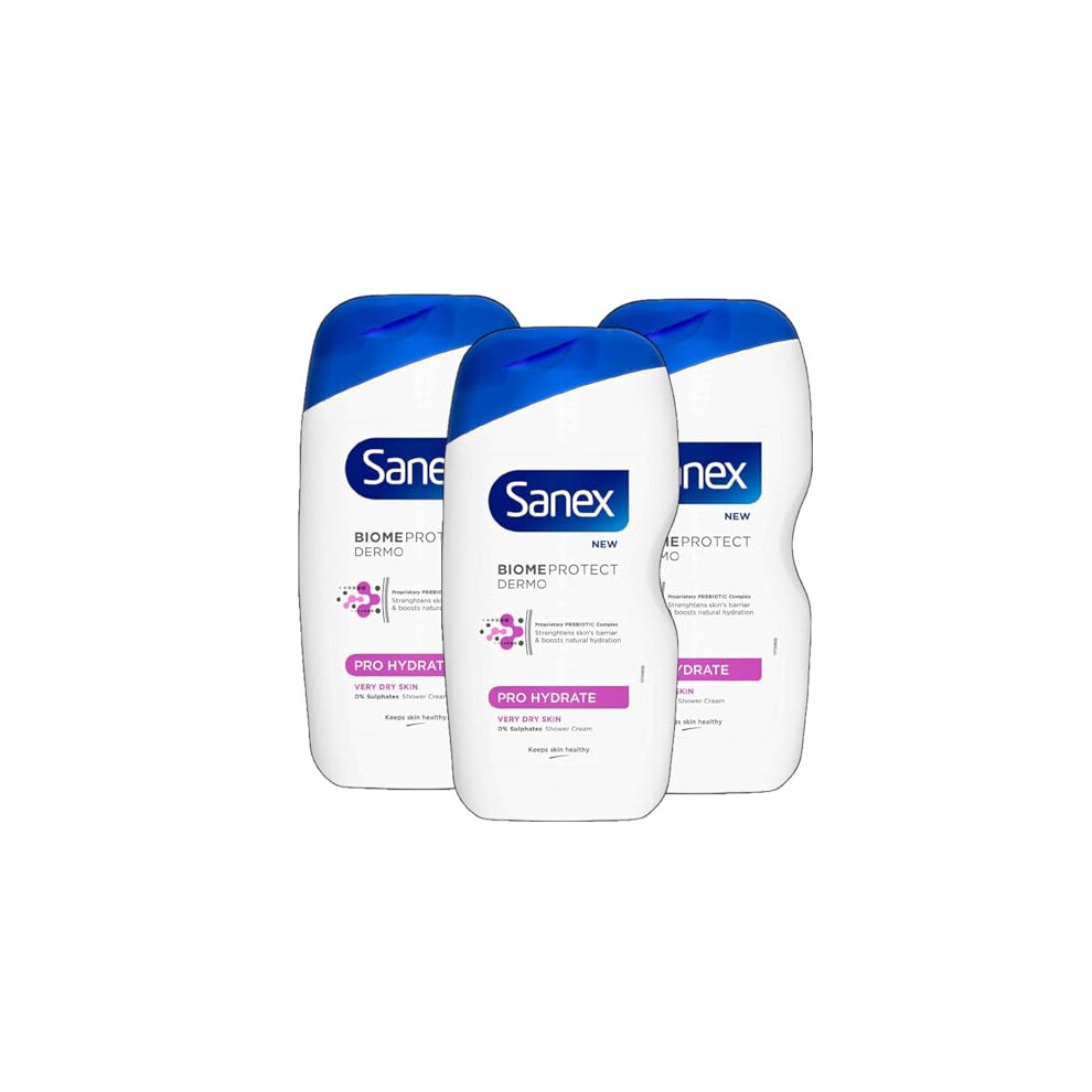 3 x 415ml | Sanex Biomeprotect Dermo Pro Hydrate Very Dry Skin Nourishing Shower Cream 415ml