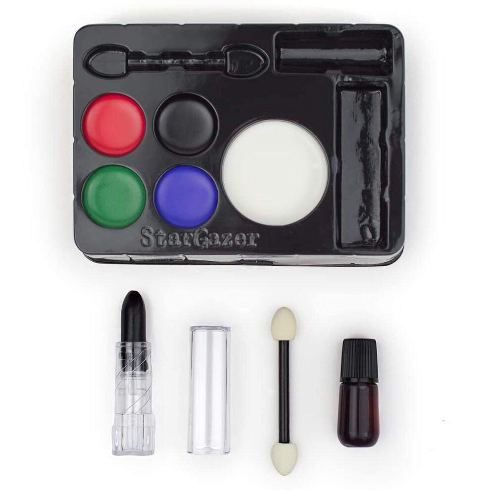 Halloween Scary Face Paint Set Including Black Lipstick and Fake Blood