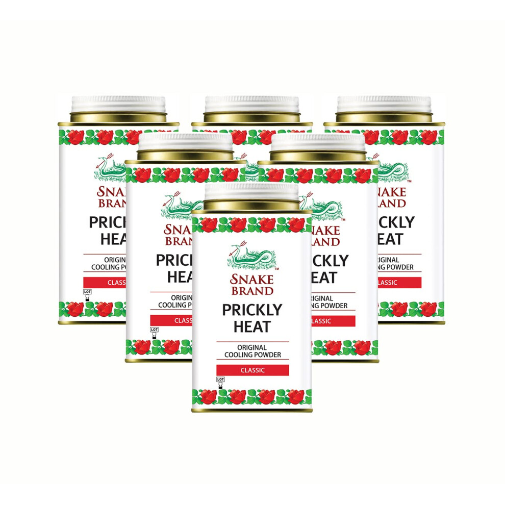 Snake Brand Prickly Heat Cooling Body Powder 140G (Classic, Pack Of 6)