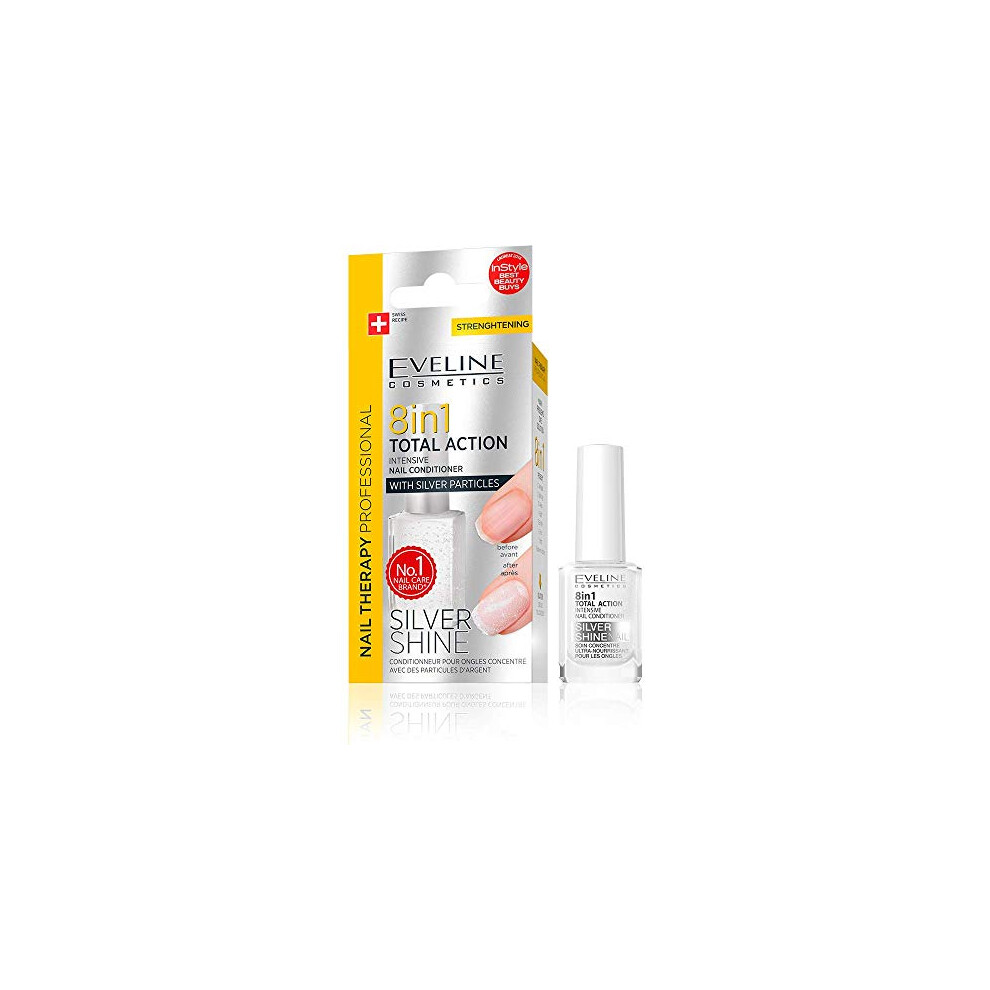 EVELINE 8 IN 1 TOTAL ACTION INTENSIVE NAIL CONDITIONER SILVER SHINE 12ml E-K018