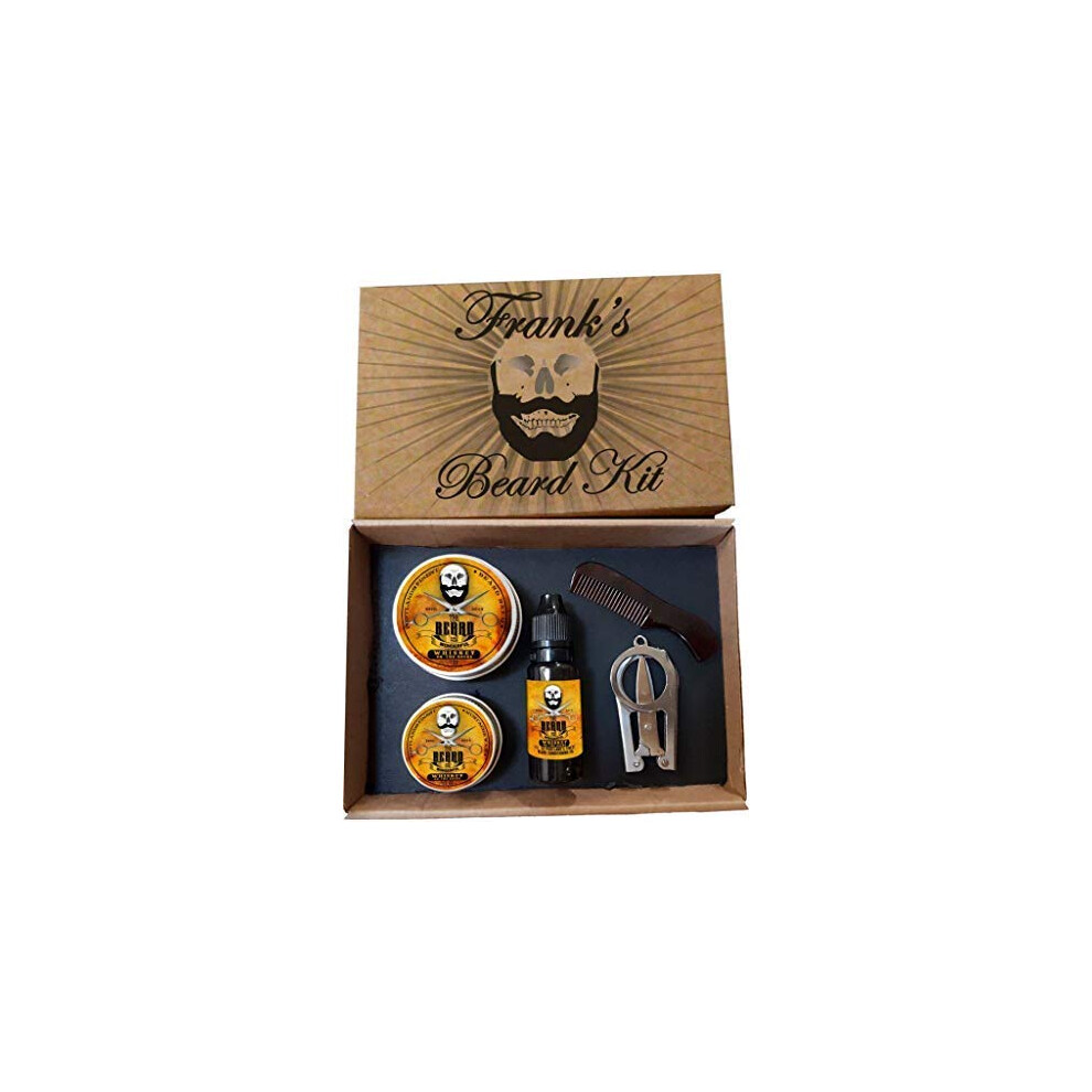 Beard Grooming Kit for Men - 5 Pieces Beard Grooming Kit for Grooming, Growth, and Care, Includes Moustache Wax, Beard Oil, Beard Balm, Pocket-Sized