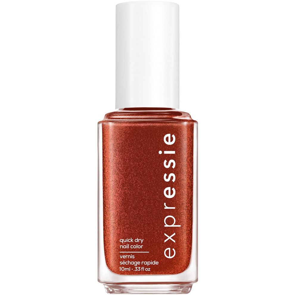 Expressie Nail Polish Quick Dry Formula, No Base Coat and Top Coat Needed, Vegan, Angled Brush, Red Burgundy Shimmer Nail Varnish 270 Misfit Right In