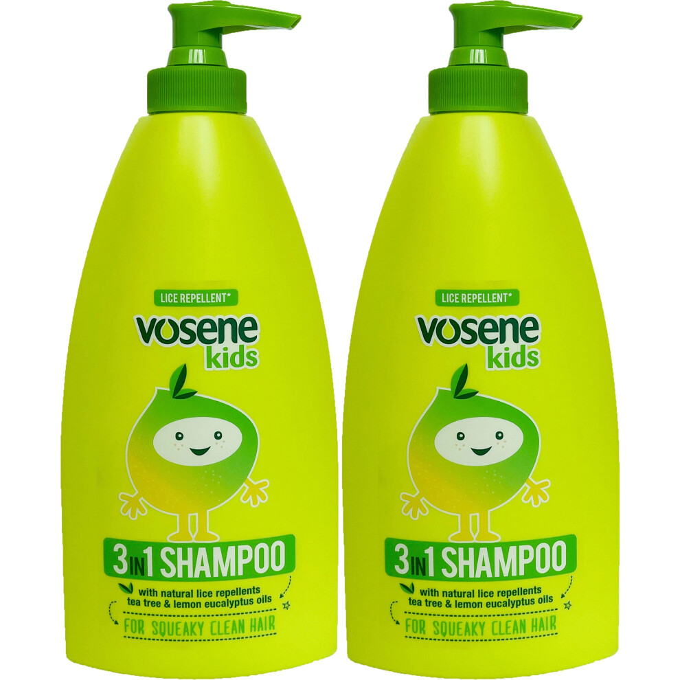 TWO PACKS of Vosene Kids 3 in 1 Conditioning Shampoo Head Lice Repellent 250ml