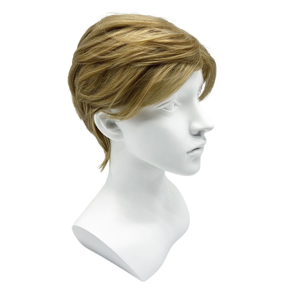 Skhaovs Unisex Red Mens Short Blonde Wig Natural Laye Blonde Color Wig Laye Synthetic Cosplay Wig With Bangs For Male Halloween Party Costume Daily Blonde Short