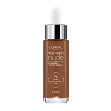 L'Oréal Paris True Match Nude Plumping Tinted Serum Foundation, 1% Hyaluronic Acid, Instantly Evens, Brightens, and Hydrates Skin, Shade 8-10, Deep