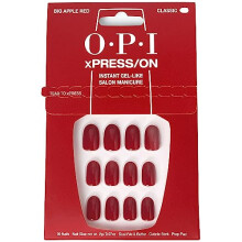OPI xPRESS/ON Press On Nails, bis zu 14 Tage Halt, gelartige Salonmanik   re, vegane, nachhaltige Verpackung, mit Nagelkleber, kurze rote N   gel, Bi