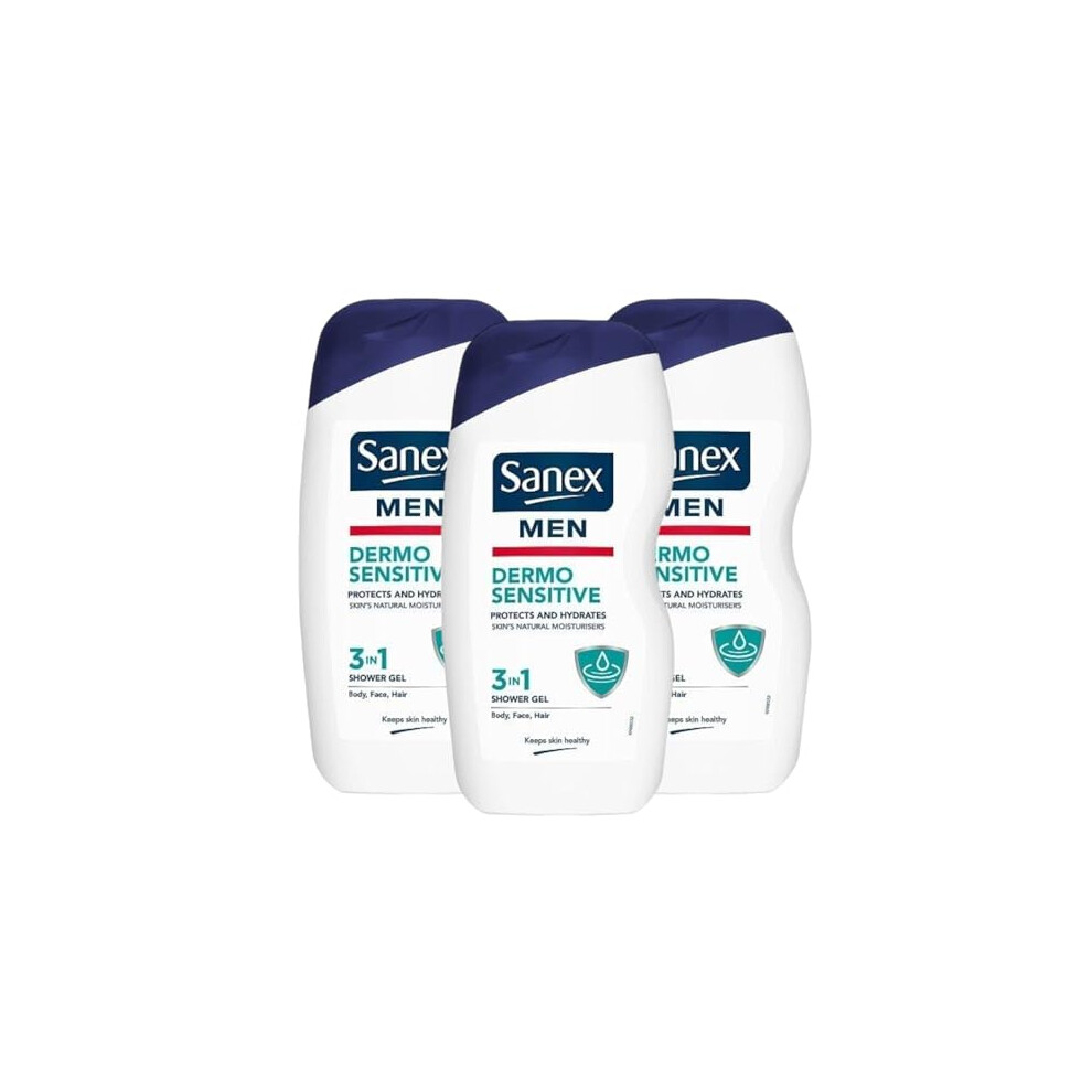 3 x 500ml | Sanex Men Dermo 3 In 1 Sensitive Shower Gel 500ml