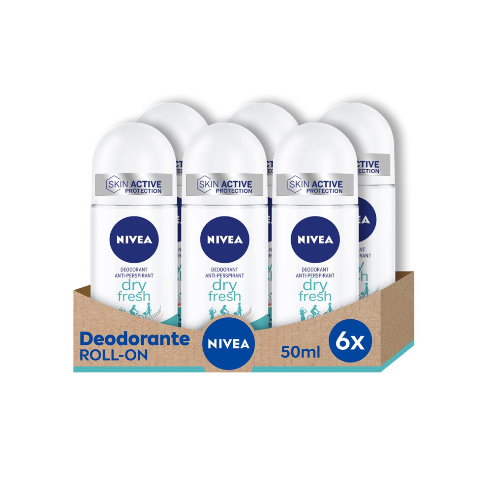 Nivea Dry Fresh Roll-On Deodorant, 50 Ml, Pack Of 6