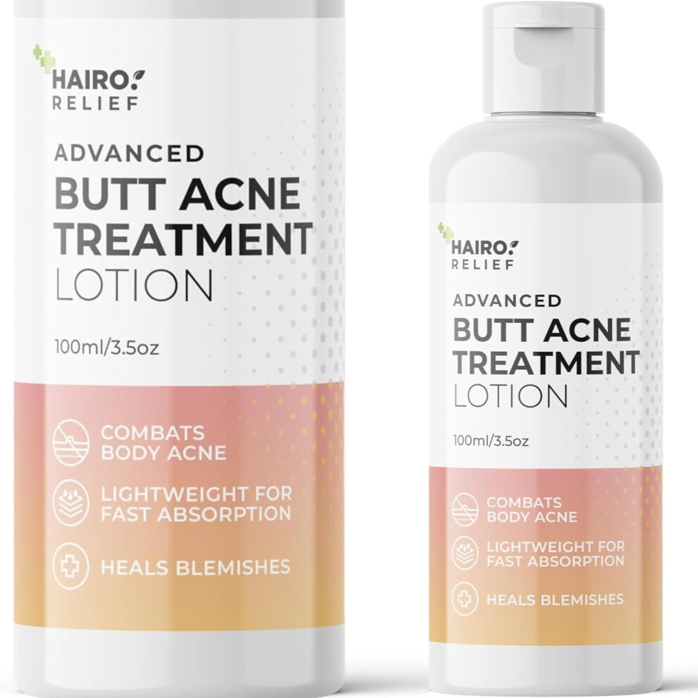 HAIRO RELIEF - Butt Acne Treatment 100ml | Targets Pimples & Acne on Butt, Thighs & Back | Body Acne Treatment