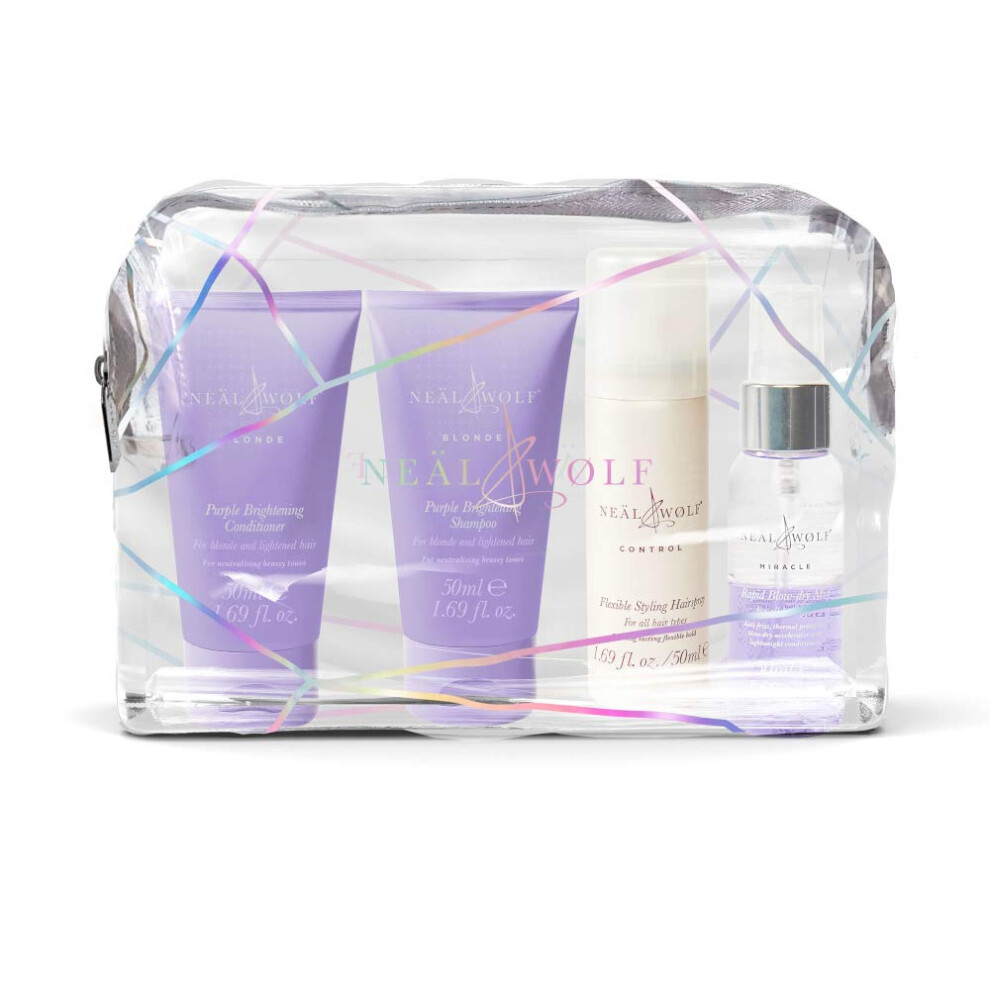 Neal & Wolf Purple Blonde Mini Travel Size Shampoo, Conditioner, Hairspray & Blow-Dry Mist