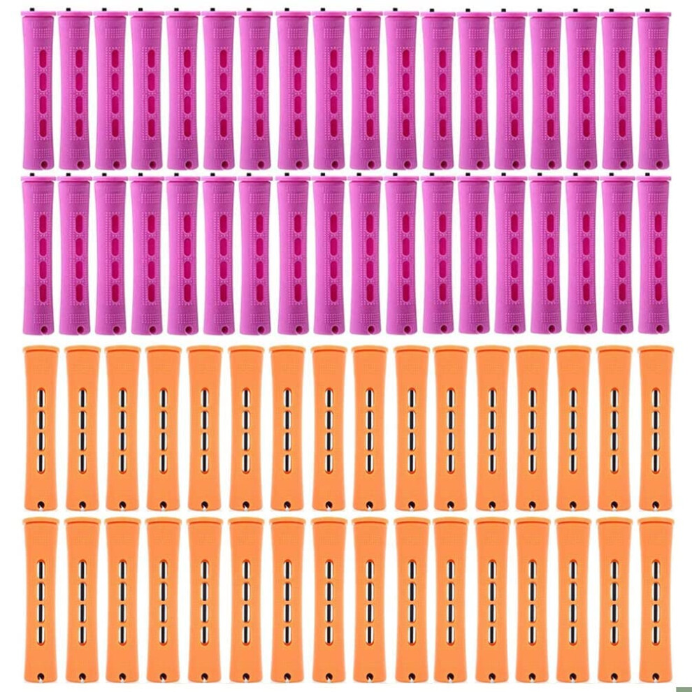 Perm Rods Set Cold Wave Rods Perm Rods for Natural Hair Hair Roller Curler Jumbo Perm Rods for Long Hair Curly Rods Tools for DIY (Purple&Orange 40