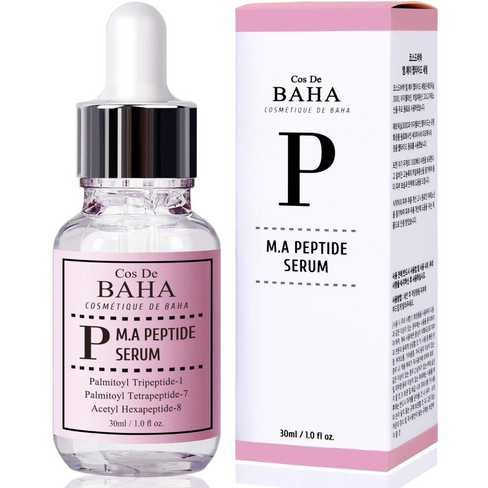 Cos De Baha Peptide Serum 30Ml W Matrixyl 3000 & Argireline - Korean Skin Care For Anti Wrinkles