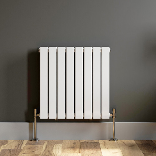 (White, 600 x 608mm - Double) Flat Panel Radiators Horizontal Vertical Heater 2