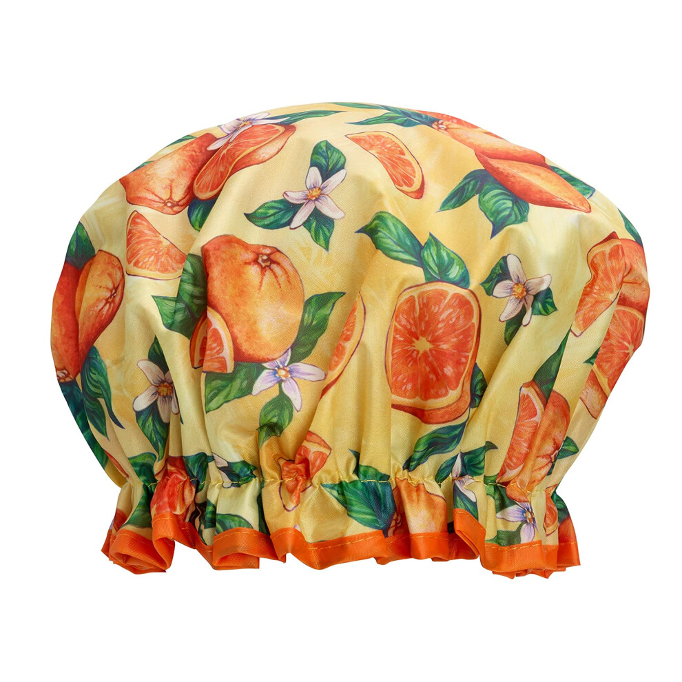 Bodylife Yellow Shower Cap Reusable Bath Cap Double Layered Waterproof Tutti Frutti 27Cm