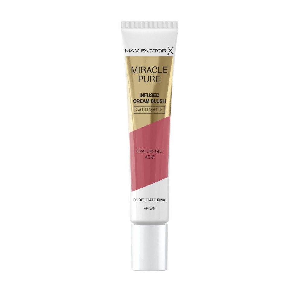 Miracle Pure Cream Blush Matte Delicate Pink, Plumps & Hydrates, Buildable Glow, Infused with Hylaluronic Acid & Squalene, Lightweight Creamy Texture,