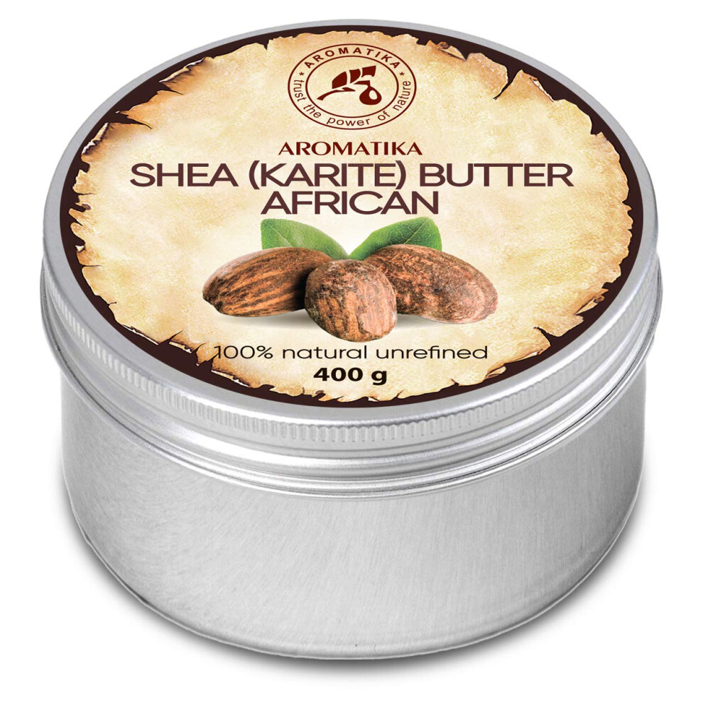 Aromatika Trust The Power Of Nature Shea Butter Cold Pressed 400G - Unrefined African Shea Butter - Ghana - 100% Pure & Natural - Best For Hair - Skin - Lip - Face - Body Care - Karite