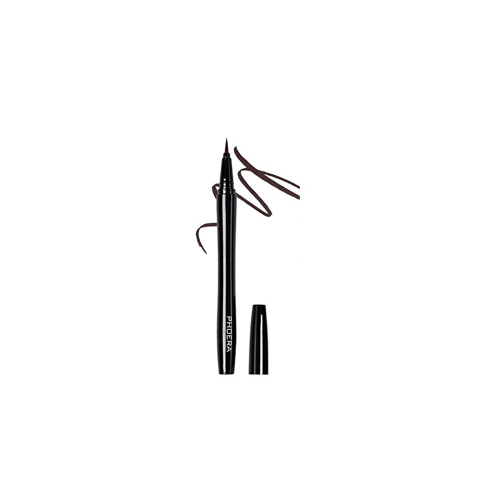 AQUAPURITY PHOERA WATERPROOF LIQUID EYELINER PEN BROWN BLACK AND 4 MORE COLOURS SMUDGE PROOF EYE LINER LONG LASTING MAKEUP COSMETICS UK (102 dark