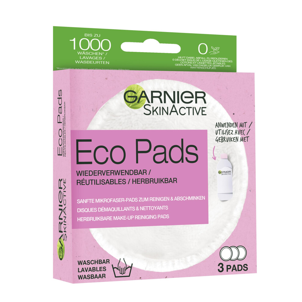 Washable make-up pads for cleansed and soft skin, made of microfibre for gentle facial cleansing and make-up removal, reusable, SkinActive Eco pads, 1