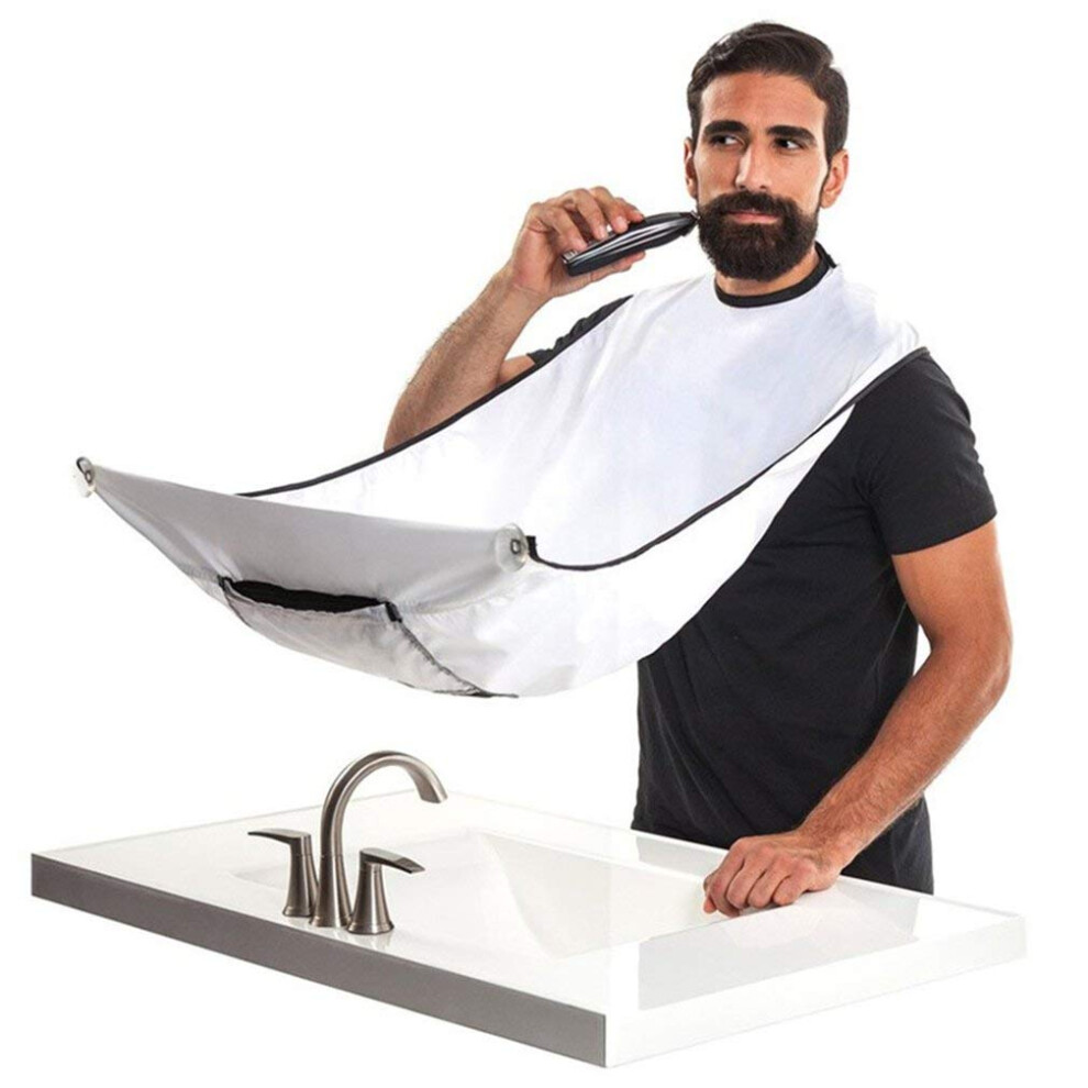 Boolavard Beard Apron For Man Shaving & Hair Clippings Catcher Grooming Cape Apron Keep Sink Clean - White